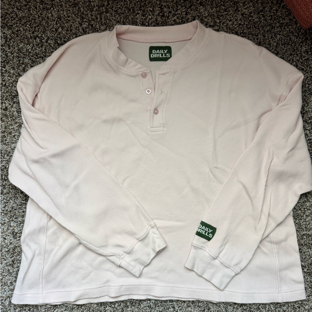 DAILY DRILLS Oversized Thermal Henley in Cupid!